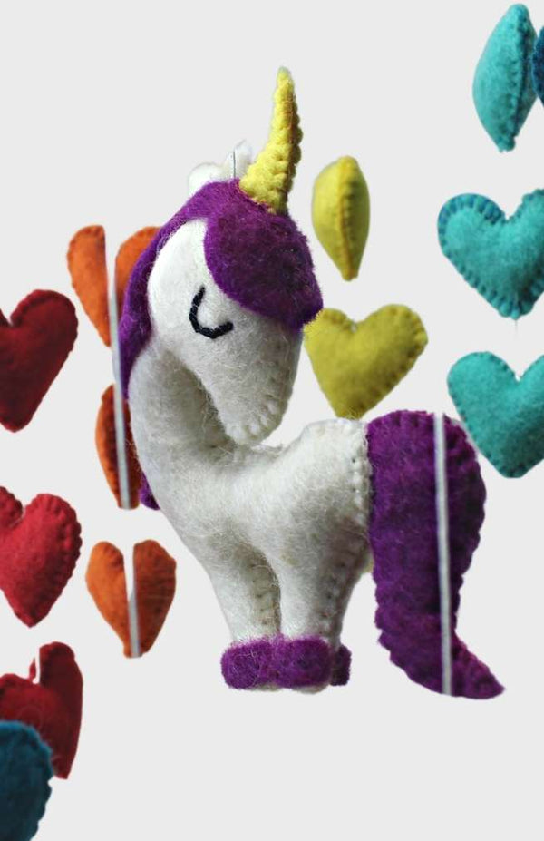 Felt Heart And Unicorn Mobile  Ganesh Himal Trading   