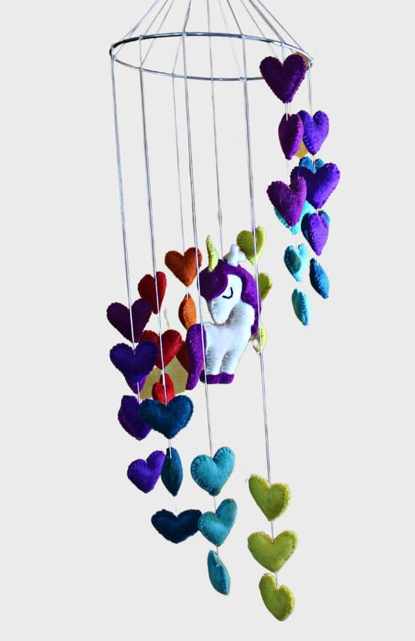 Felt Heart And Unicorn Mobile  Ganesh Himal Trading   