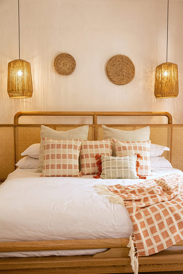 Tucan Toss Pillow - Mint and Sage with Terracotta Tassels Regular Zuahaza   