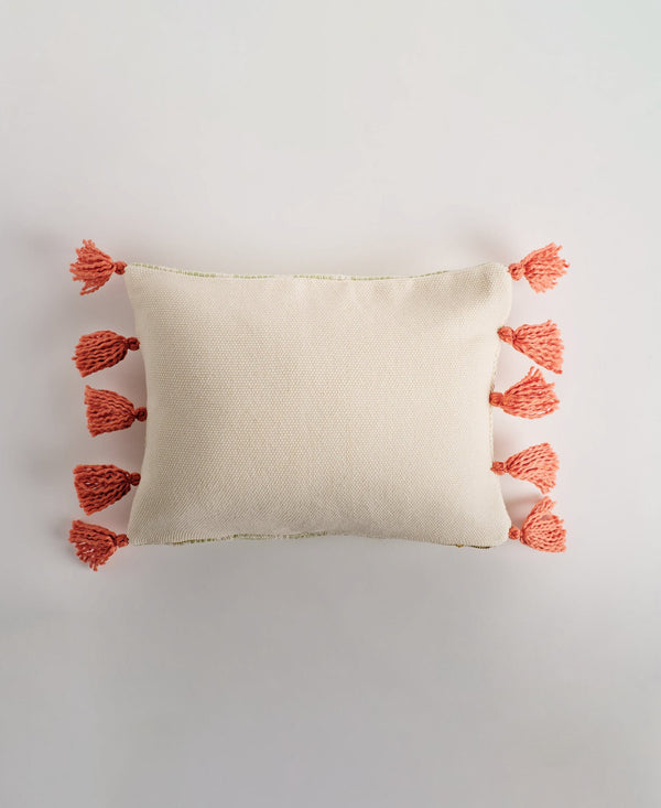 Tucan Toss Pillow - Mint and Sage with Terracotta Tassels