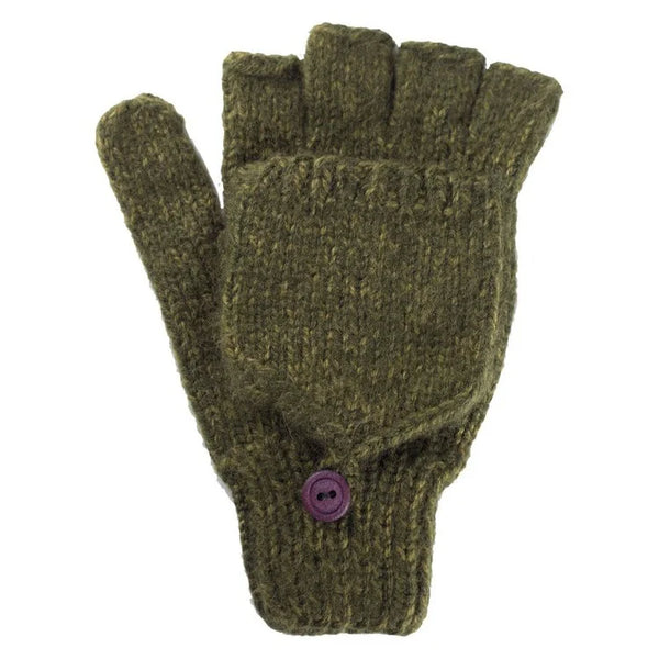 Men's Glitten fingerless gloves Andes Gifts Olive