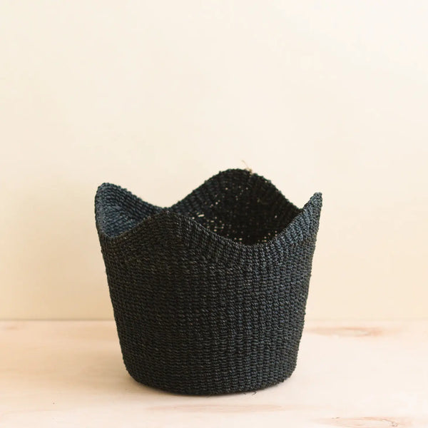 Modern Black Hemp Baskets  Likha Black Scallop  