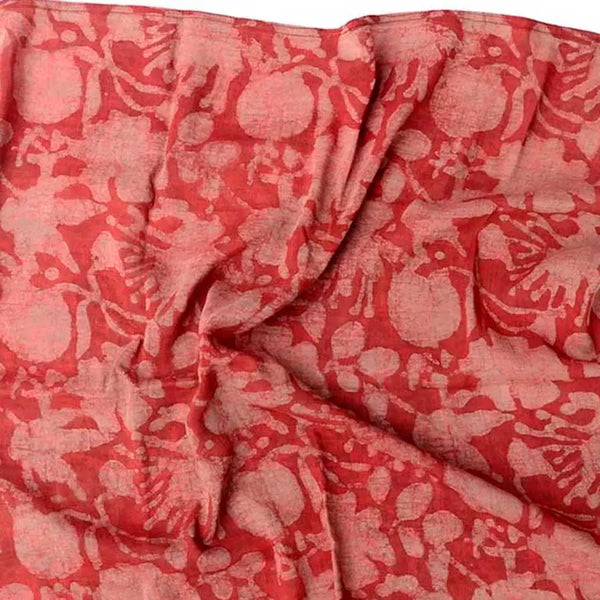 Cotton And Silk Hand Block Printed Scarf Ocean Ichcha Red Raha