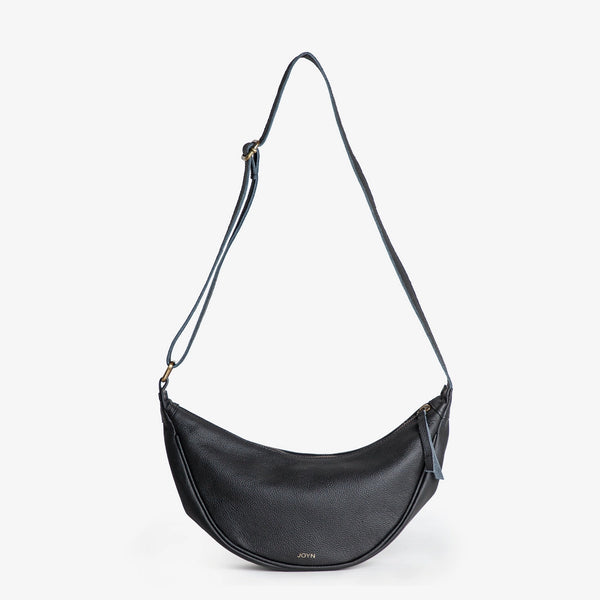 Leather Moon Sling Bag  Joyn Black  