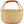 Natural Color Round Market Basket with Leather Handles