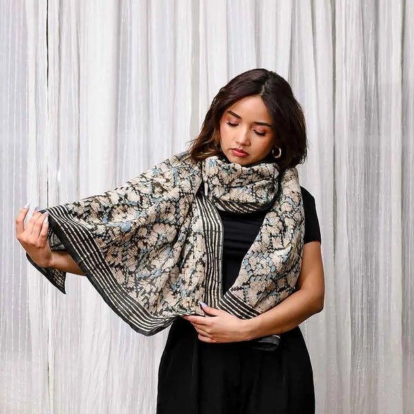 Cotton/Silk Blockprint Scarf Ichcha