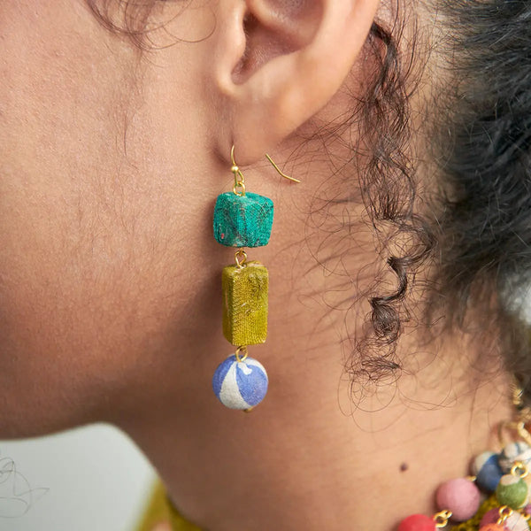 Kantha Linear Shapes Earrings