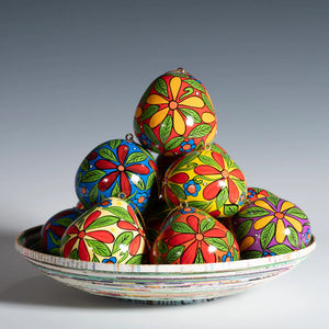 Painted Flowers Gourd Ornament Regular Lucuma