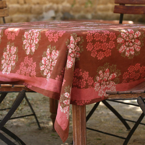 Forget Me Not Block Print Table Cloth