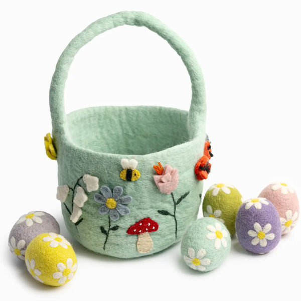 Felt Easter Basket Floral Global Goods Partners