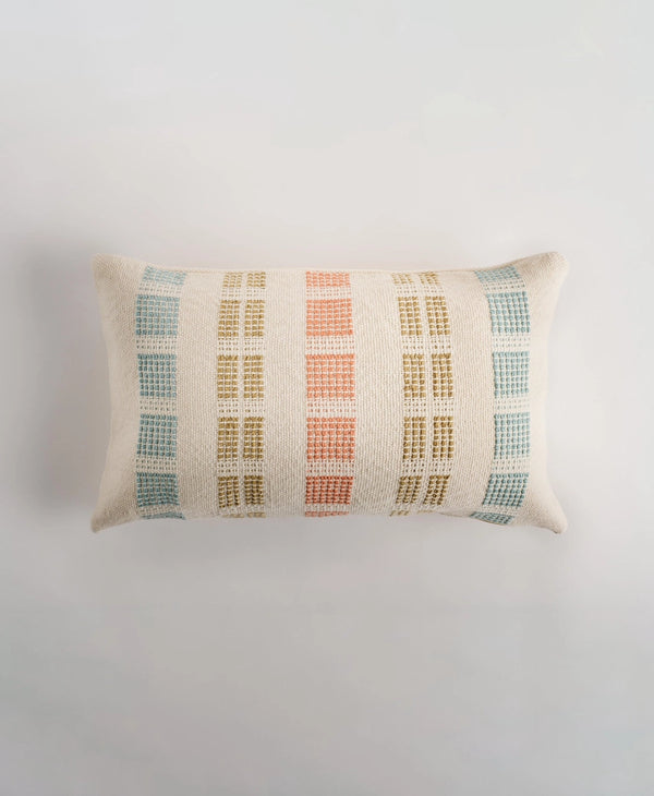 Magdelena Lumbar Pillow Seaglass Blue, Crocodile Green, and Apricot Zuahaza   