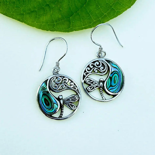 Abalone Dragonfly Earring Women's Peace Collection