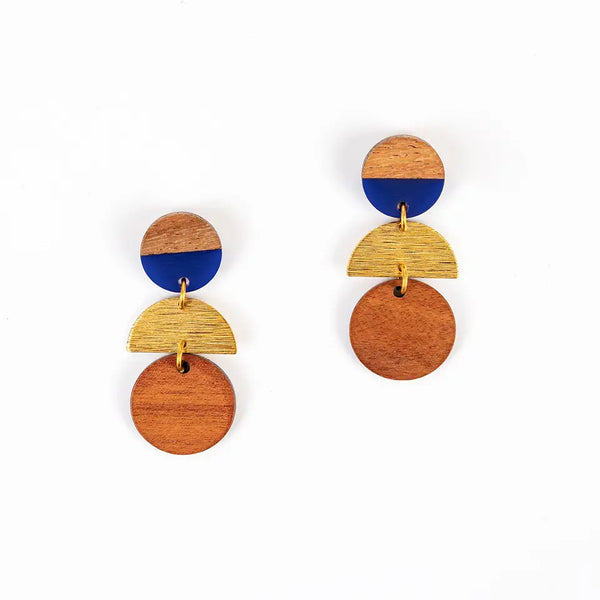 Wood Stack Earrings  Altiplano Navy  
