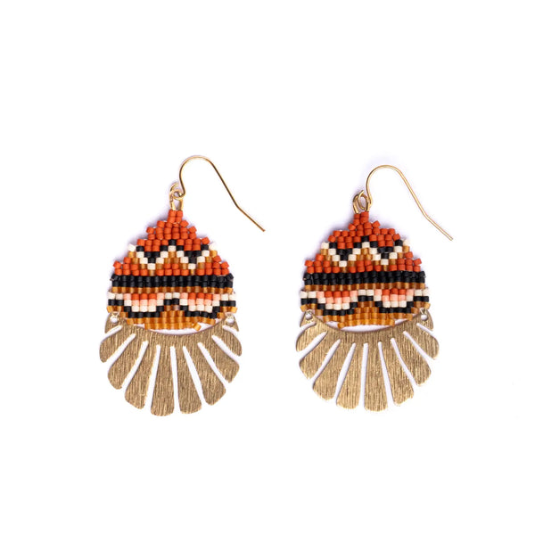 Beaded Sante Fe Drop Earring Mayana Rust/Salmon