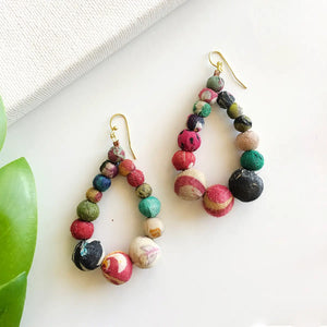 Kantha Graduated Teardrop Earrings Regular WorldFinds   