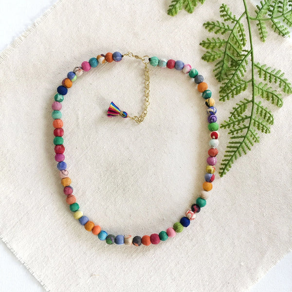 Classic Kantha Strand Necklace Regular WorldFinds   