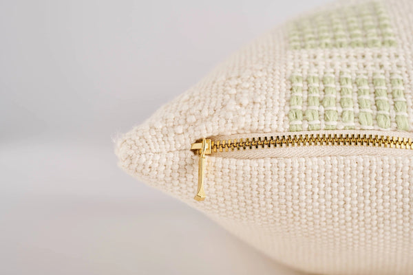 Magdelena Lumbar Pillow Seaglass Blue, Crocodile Green, and Apricot Zuahaza   