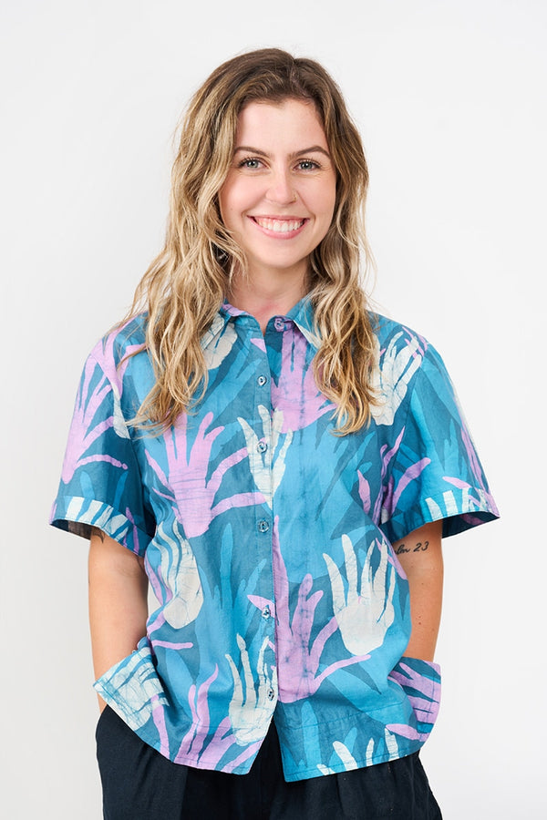 Camp Shirt - Aloe Teal Global Mamas