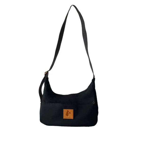 Canvas Crescent Crossbody Bag Ecodunia Black