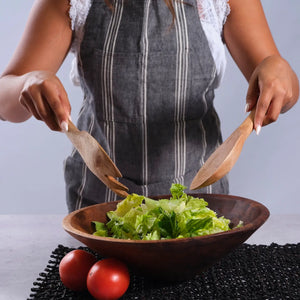 Carved Wooden Salad Bowl Sobremesa Medium