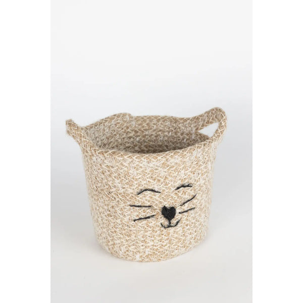 Cat Faced Jute Basket Ten Thousand Villages
