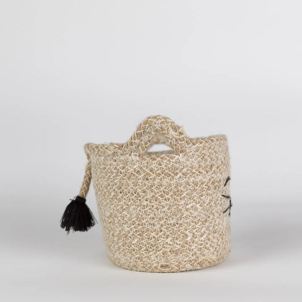 Cat Faced Jute Basket Ten Thousand Villages