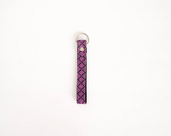 Leather Tatreez Key Fob  Darzah Grape  
