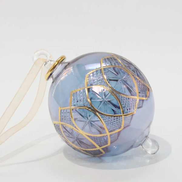 Blown Glass Ornament Christmas Silver and Gold Dandarah Celestial Blue