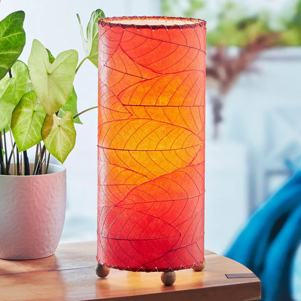 Cocoa Leaf Cylinder Table Lamp Green Eangee Home Design Red