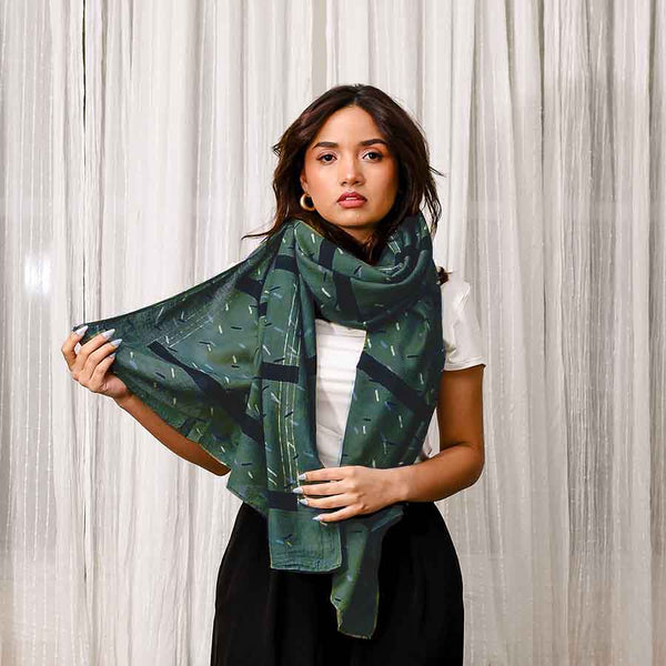 Cotton/Silk Blockprint Scarf Ichcha Confetti