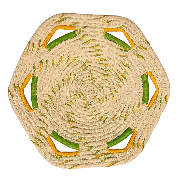 Six-Sided Basket Amazon Ecology 10" Green and Yellow