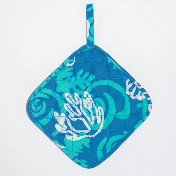 Organic Batik Pot Holder Saraha Mustard Global Mamas Coral Teal