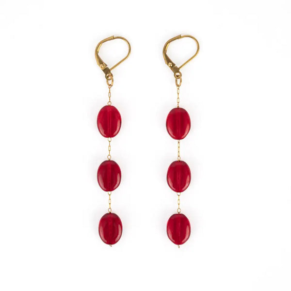 Oval Glass Dangle Earring