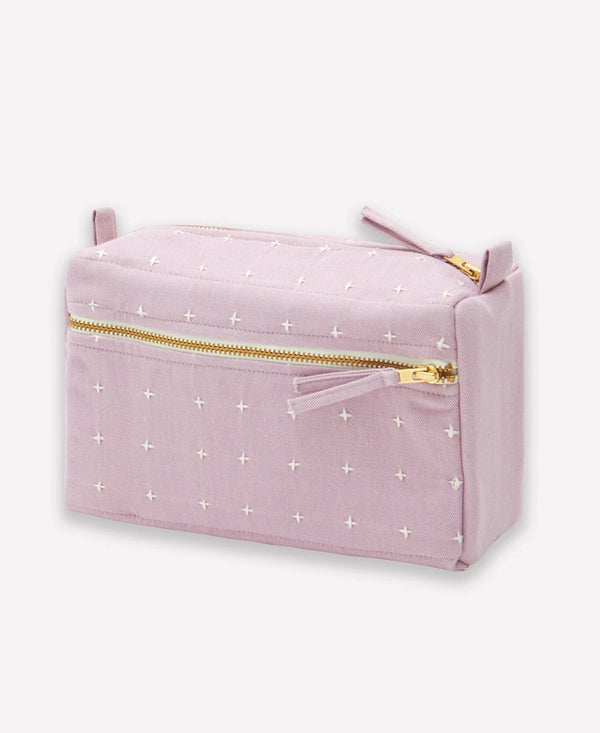 Small Cross-Stitch Toiletry Bag Anchal Project Lilac