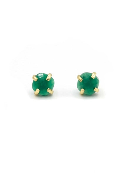 Encaged Green Onyx Stud Earrings