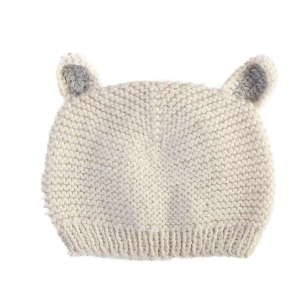 Muku Handknit Sun Bear Baby Hat  Awamaki White 0-6 Months 