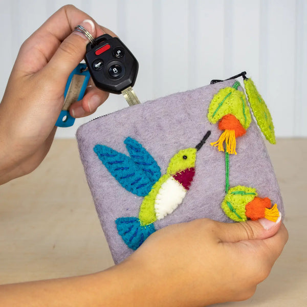 Felt Coin Purse  dZi Hummingbird  
