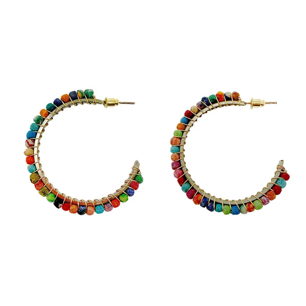 Kantha Milieu Classic Hoop Earrings Regular WorldFinds   