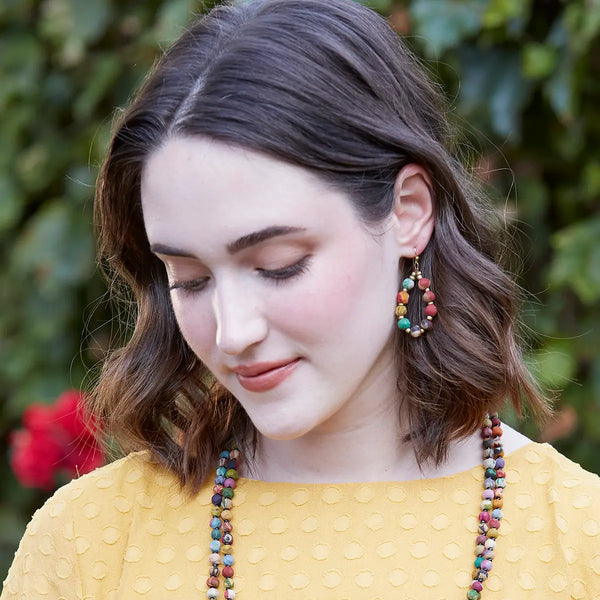 Kantha Beaded Teardrop Earrings  WorldFinds   