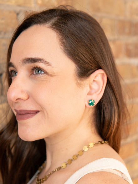 Encaged Precious Stone Stud Earrings Regular Fair Anita