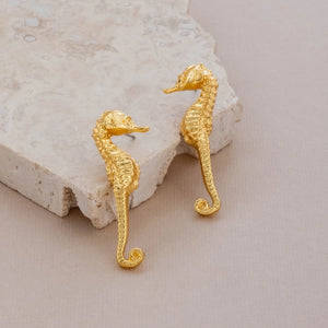Gold Seahorse Stud Earring Sarka & Cleo