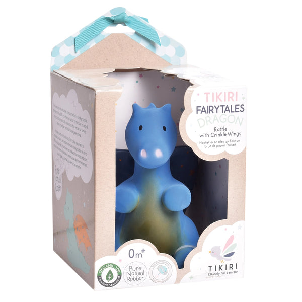 Baby Midnight Dragon Natural Rubber Rattle With Crinkle Wings