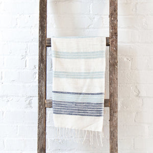 Camden Cotton Hand Towel Natural with Azure and Navy Creative Women Natural with Azure and Navy  