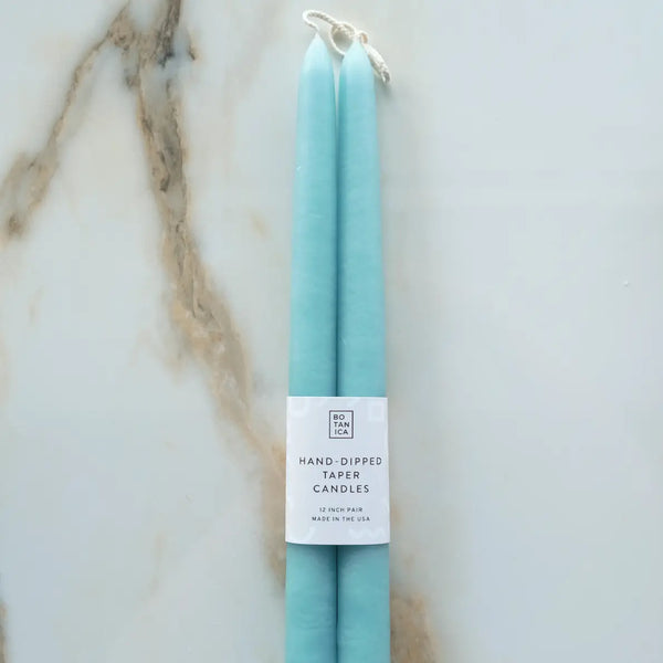 Hand Dipped Taper Pair Botanica Robins Egg