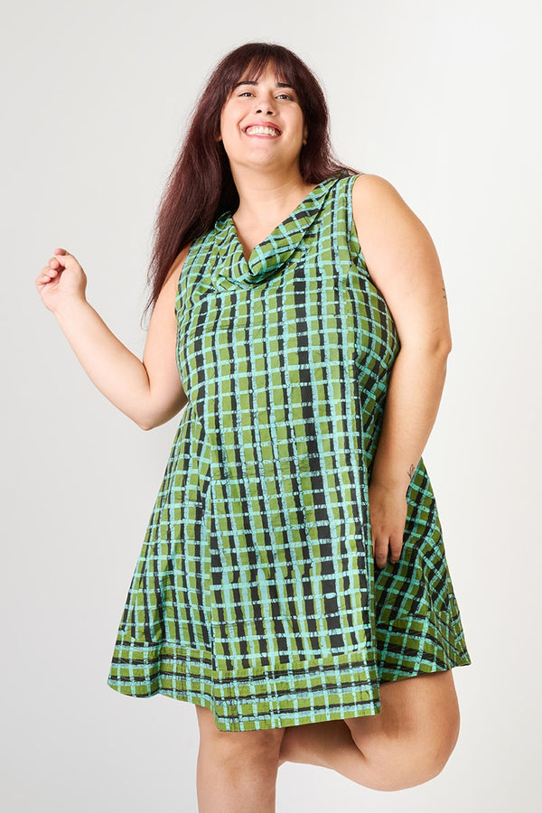 Eli Dress - Plaid Olive Global Mamas