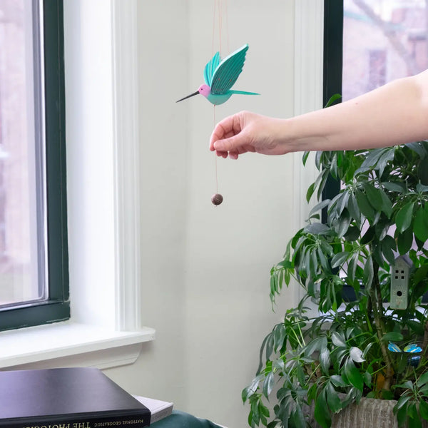 Hummingbird Flying Mobile - Pink Anna's Tulia's Artisan Gallery