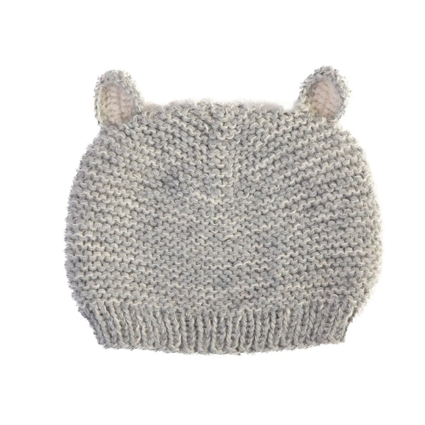 Muku Handknit Sun Bear Baby Hat  Awamaki Grey 0-6 Months 