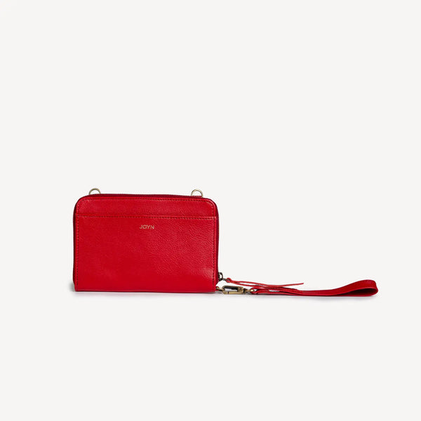 Leather Crossbody Wallet Camel Joyn Tomato