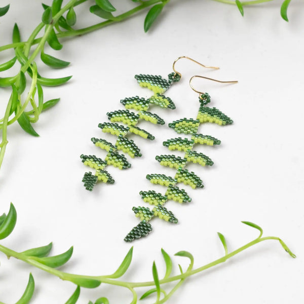Fern Beaded Earrings Tulia's Artisan Gallery