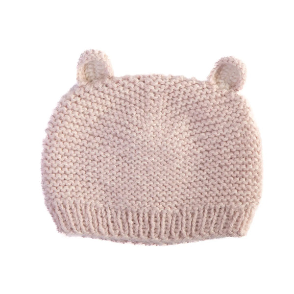 Muku Handknit Sun Bear Baby Hat  Awamaki Pastel Pink 0-6 Months 